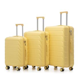 20"/24"/28" 3 pcs/set in ABS Spinner Wheel Luggage, Matching Color , With Combination Lock (Yellow)
