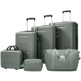 6 Piece Luggage Set,Lightweight Hardshell Suitcase with Double Spinner Wheels Handle Password Lock