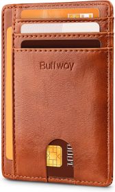 Slim Front Pocket RFID Blocking Leather Wallets for Men and Women