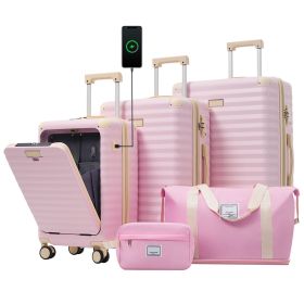 Luggage Sets 5 Piece with Front Opening