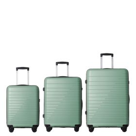 Luggage Set 3 Piece, PP Hardshell Carry on Suitcase with Spinner Wheels & TSA Lock, Lightweight Suitcases for Business, Trip, (20"/24"/28"), Gree