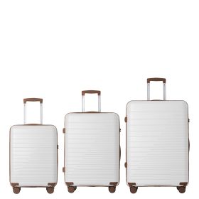 Luggage Set 3 Piece, PP Hardshell Carry on Suitcase with Spinner Wheels & TSA Lock, Lightweight Suitcases for Business, Trip, (20"/24"/28"), Whit