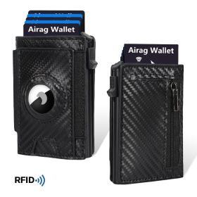 Men's Slim Wallet, RFID Metal Aluminum Shell Men's Automatic Card Ejection Wallet Card Holder (Option: Black)