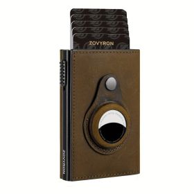 Men's Wallet With Airtag Card Slot, RFID Anti-theft Credit Card Smart Pop-up Tri-fold Wallet (Option: Coffee)