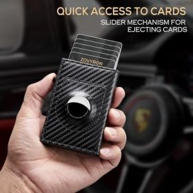 Airtag Wallet Men Minimalist  Up Wallet With Money Clip RFID Card Holder Slim Wallet With Airtag Holder,ID Window (Option: QBBB29CarbonFiberBlack)