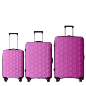 3-Piece Luggage Set Travel Lightweight Suitcases with Rolling Wheels, TSA lock & Moulded Corner, Carry on Luggages for Business, Trip, (20"/24"/2 (Main Material: Polypropylene, Main Color: Pink)