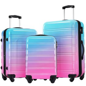 Hardshell Luggage Sets 3 Piece Gradient Color Expandable Suitcase with Spinner Wheels and TSA Lock Lightweight 20" 24" 28" Available,Blue and Red (Color: as Pic)