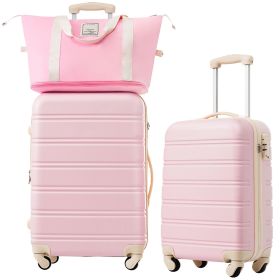 Hardshell Luggage Sets 2Pcs + bag Spinner Suitcase with TSA Lock Lightweight 20" + 24" (Color: as Pic)