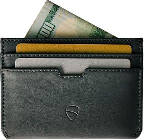 MOORGATE Slim Card Holder - Minimalist Leather Wallet, RFID Blocking Sleeve, Fits Front Pocket, for Men and Women (Color: Jet Black)