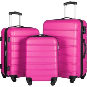 3 Piece Luggage Set Hardside Spinner Suitcase with TSA Lock 20" 24" 28" Available (Color: as Pic)