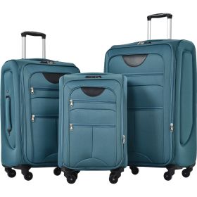 Softside Luggage Expandable 3 Piece Set Suitcase Upright Spinner Softshell Lightweight Luggage Travel Set (Color: as Pic)