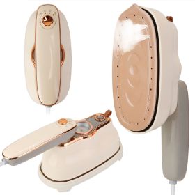 1200W Foldable Handheld Clothes Iron Steamer with Wet Dry Ironing Mode Portable Garment Steamer Travel Clothing Wrinkles Remover With Temperature (Color: Beige)