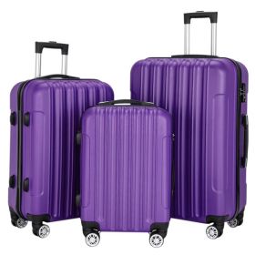 3-in-1 Multifunctional Large Capacity Traveling Storage Suitcase Luggage Set Purple (Color: as picture)