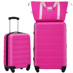 Hardshell Luggage Sets 2Pcs + Bag Spinner Suitcase with TSA Lock Lightweight 20" + 28" (Color: as Pic)