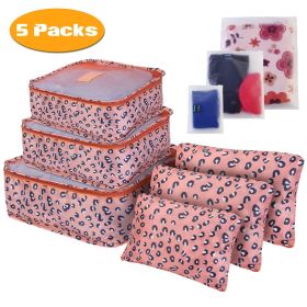9Pcs/Set Clothes Storage Bags Water-Resistant Travel Luggage Organizer Clothing Packing Cubes for Blouse Hosiery Stocking Underwear (Quantity: 5Set(45Pcs), Color: Leopard)